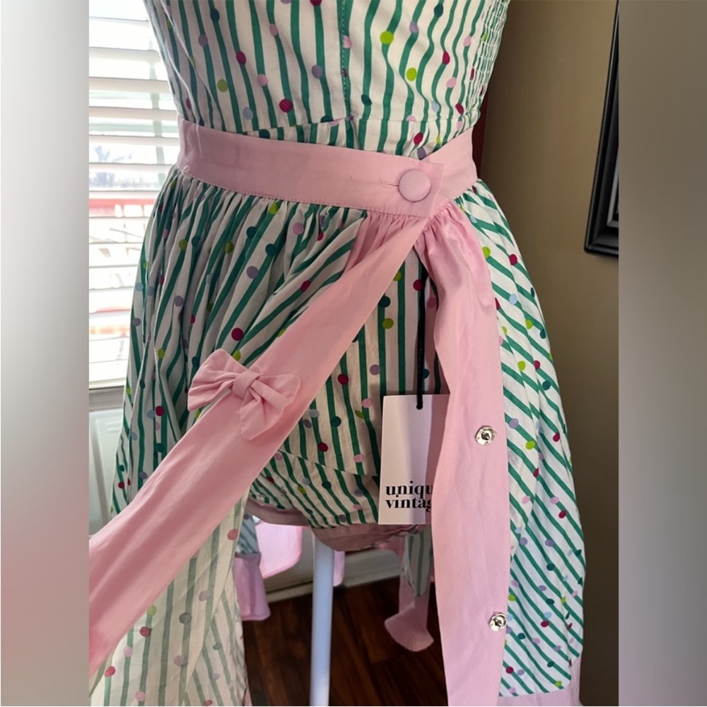 Vintage Striped Dress with Pink Accents - Picture 2 of 7